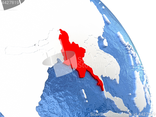 Image of Myanmar on elegant globe