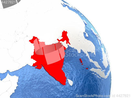 Image of India on elegant globe