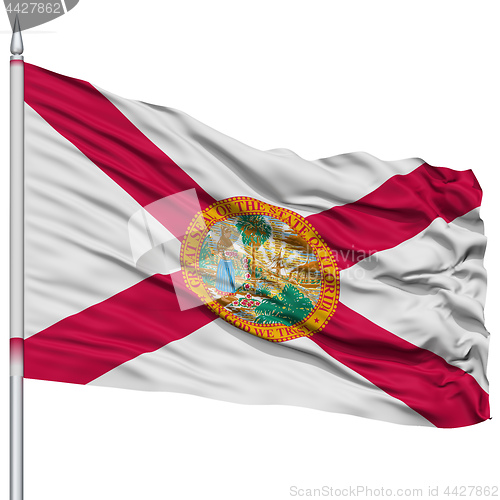 Image of Isolated Florida Flag on Flagpole, USA state