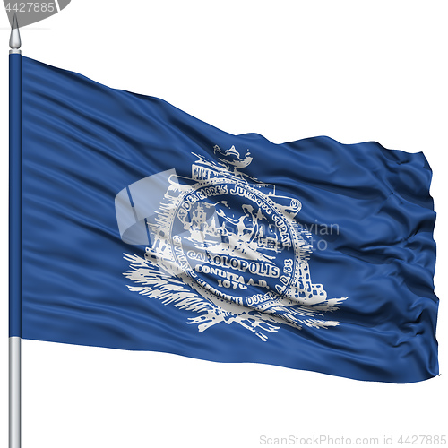 Image of Charleston City Flag on Flagpole, USA