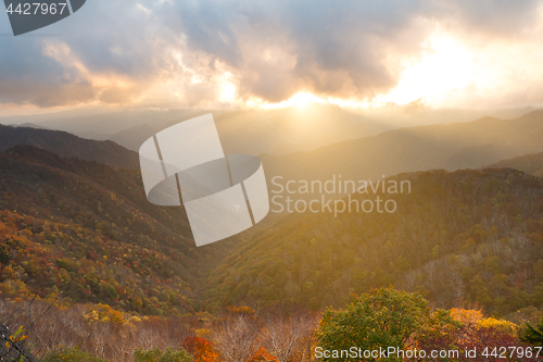 Image of Mountain sunset at autumn