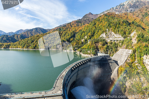 Image of Kurobe Dam and rainbow