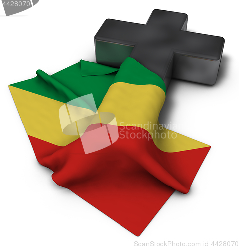 Image of christian cross and flag of the congo