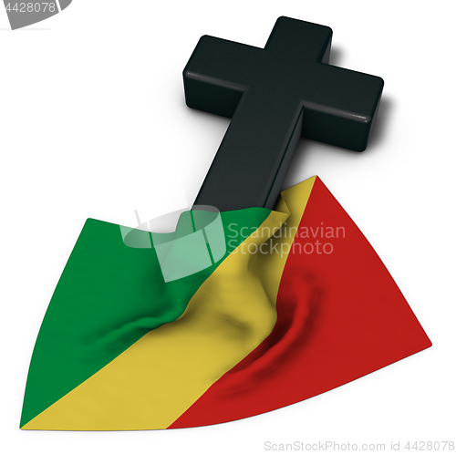 Image of christian cross and flag of the congo