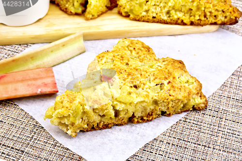 Image of Scones with rhubarb on wattled napkin