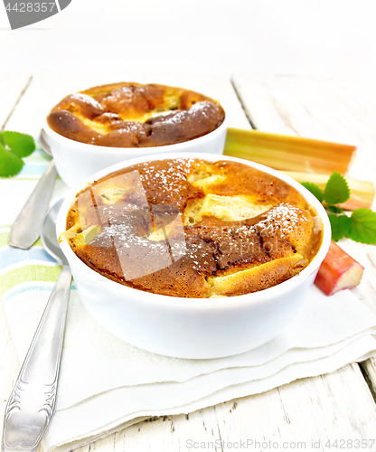 Image of Klafuti with rhubarb in bowl on table