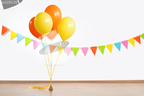 Image of colorful air balloons and flag garland