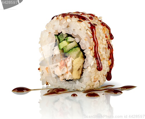 Image of Closeup sushi roll california