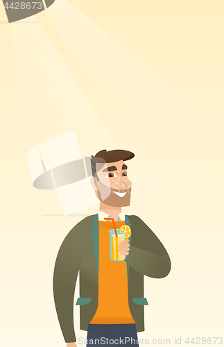 Image of Man drinking cocktail vector illustration.