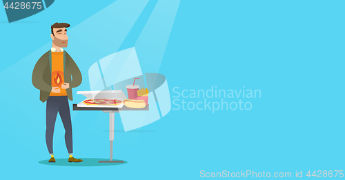 Image of Man suffering from heartburn vector illustration