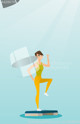 Image of Woman exercising on steeper vector illustration.