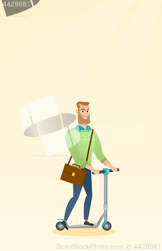 Image of Man riding kick scooter vector illustration.