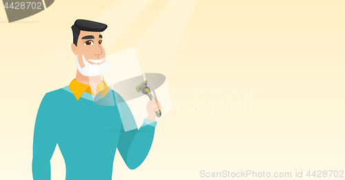 Image of Man shaving his face vector illustration.