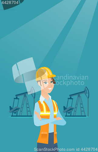 Image of Cnfident oil worker vector illustration.