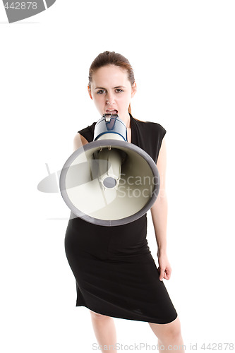 Image of Businesswoman with megaphone