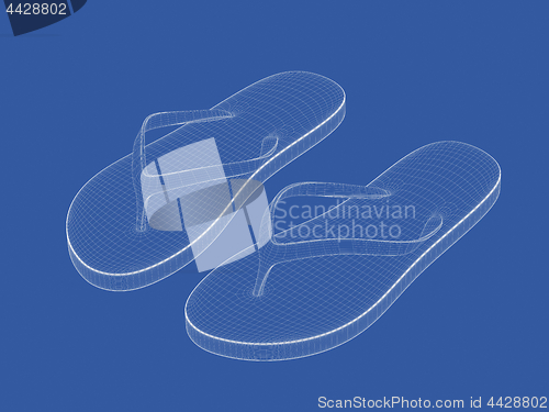 Image of 3D wire-frame model of flip flops