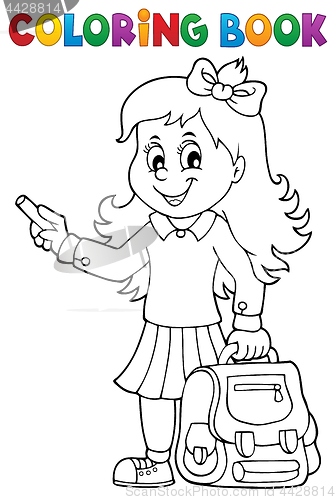 Image of Coloring book happy pupil girl theme 3