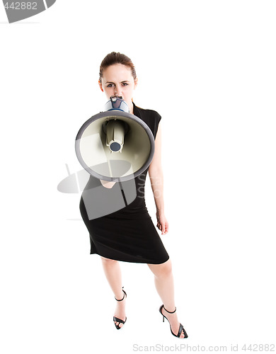 Image of Shouting caucasian businesswoman