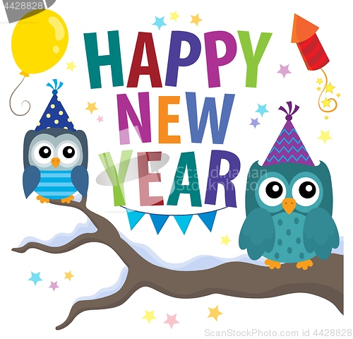 Image of Happy New Year theme with owls