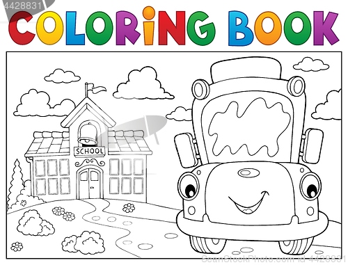 Image of Coloring book school bus theme 8