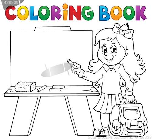 Image of Coloring book happy pupil girl theme 4