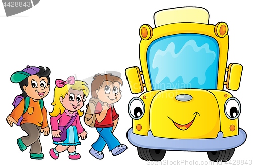 Image of Children by school bus theme image 3