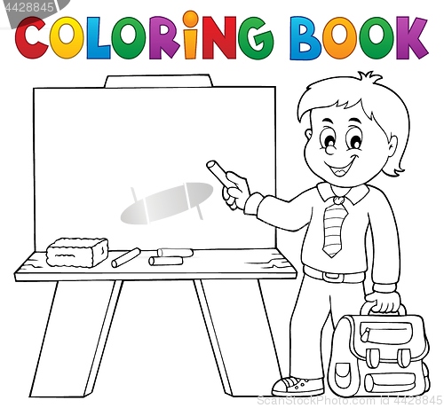 Image of Coloring book happy pupil boy theme 4