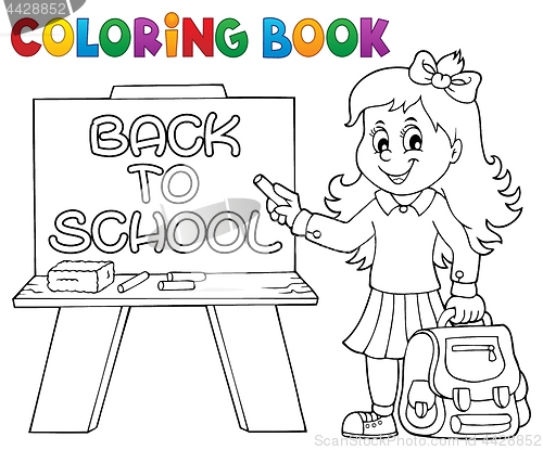 Image of Coloring book happy pupil girl theme 5