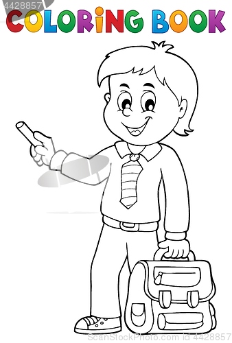 Image of Coloring book happy pupil boy theme 3