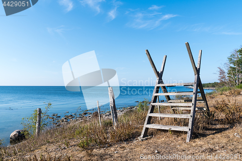 Image of Weathered stile by seaside