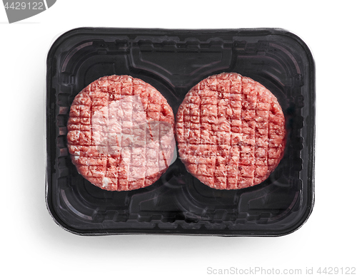 Image of burger meat in plastic package