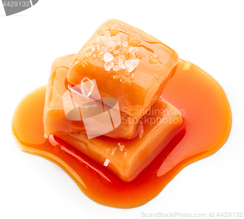 Image of melted caramel candies with sea salt