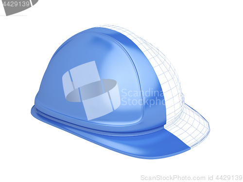 Image of 3D render of blue safety helmet