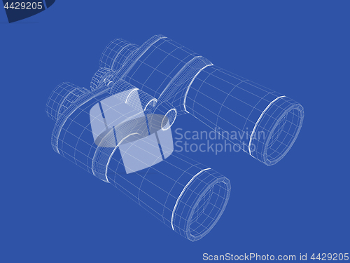 Image of 3D wire-frame model of binoculars 