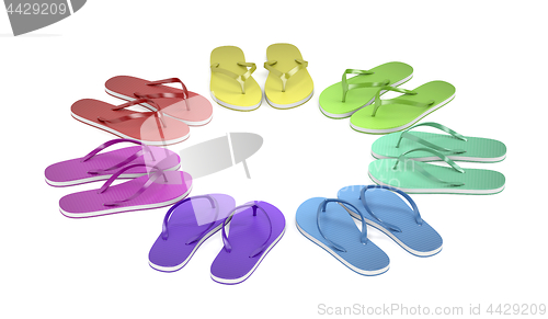 Image of Colorful flip flops