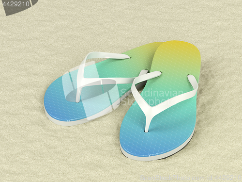 Image of Flip flops on sand