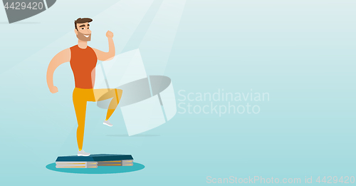 Image of Man exercising on steeper vector illustration.