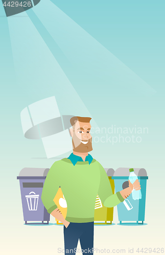 Image of Man throwing away plastic bottle.