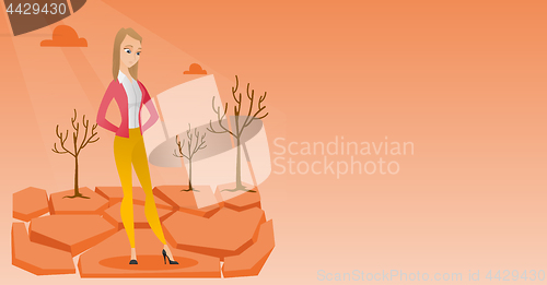 Image of Sad woman in the desert vector illustration.