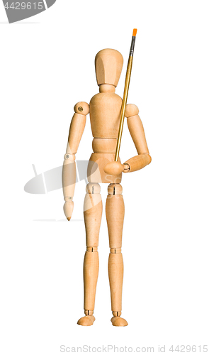 Image of Wooden model dummy holding brush