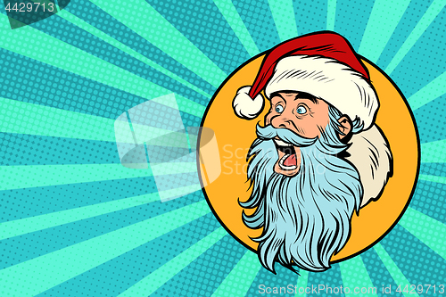 Image of pop art Santa Claus face profile