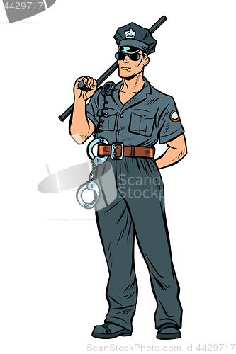 Image of pop art Cop with a police baton