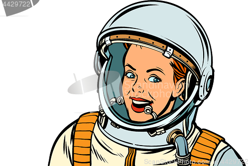 Image of \rsmiling woman astronaut. Isolate on white background