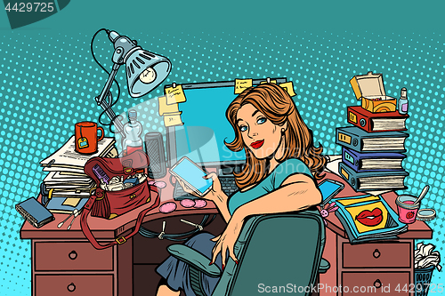 Image of pop art Businesswoman in the workplace