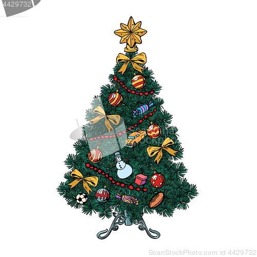 Image of pop art Christmas tree with decorations