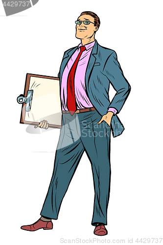 Image of pop art Businessman with clipboard