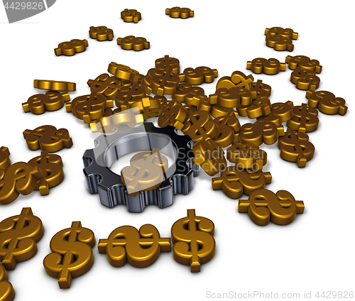 Image of dollars and gear wheel