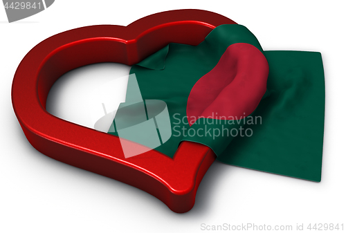 Image of flag of bangladesh and heart symbol