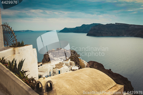 Image of The beautiful white village of Fira, Santorini