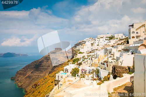 Image of The beautiful white village of Fira, Santorini